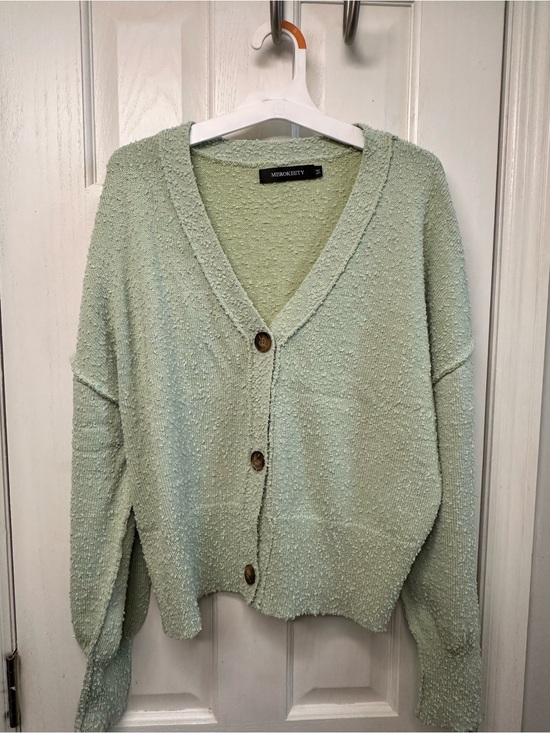 Merokeety Sweaters - Merekity Sage Green Button-Front Women's Cardigan